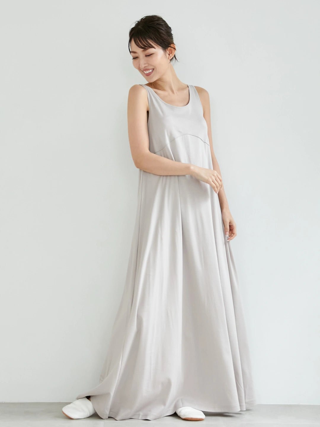light gray maxi dress A-line (Light Gray) – Nanafu｜YUKATA Miscellaneous Gear UK | AU Size:Custom Size Georgette fabric drapes alongside New Arrivals Green Oxfords