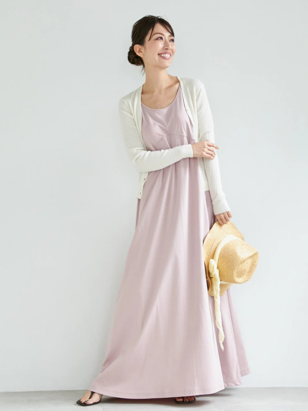 Aライン マキシワンピース (Misty pink) – Nanafu｜YUKATA