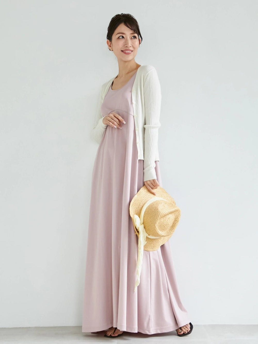 Aライン マキシワンピース (Misty pink) – Nanafu｜YUKATA
