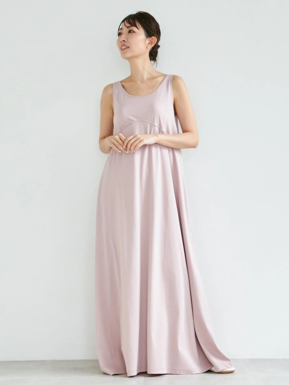 Aライン マキシワンピース (Misty pink) – Nanafu|YUKATA Aライン マキシワンピース (Misty pink) – Nanafu|YUKATA