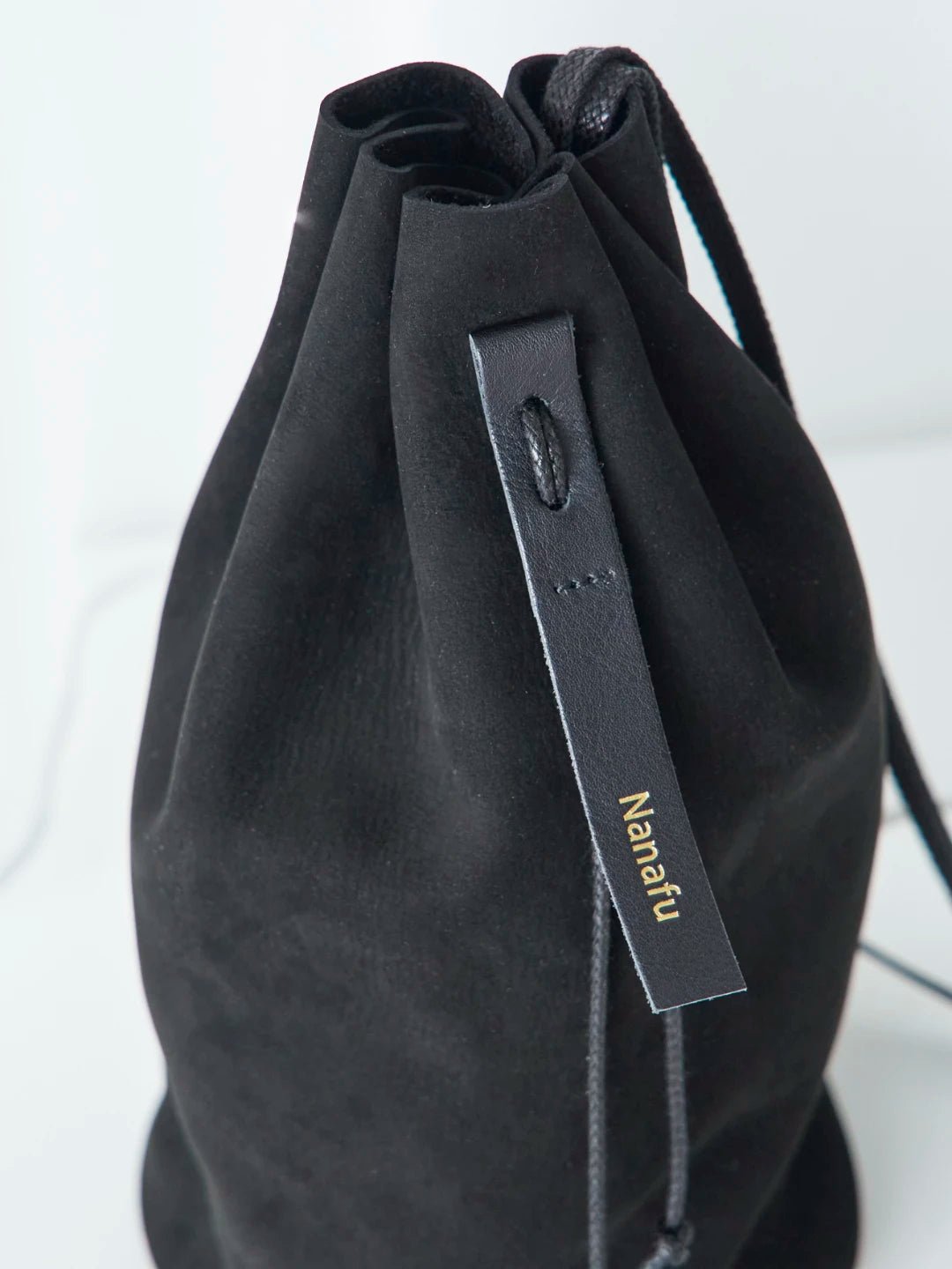 【受注生産】レザー巾着バッグ−ブラック− Leather Purse Bag -Black- - Nanafu｜YUKATA Roomwear