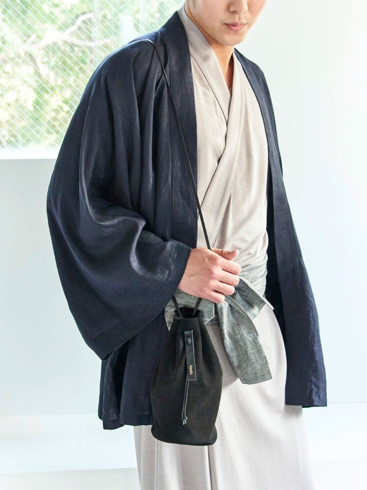 
                  
                    【受注生産】レザー巾着バッグ−ブラック− Leather Purse Bag -Black- - Nanafu｜YUKATA Roomwear
                  
                