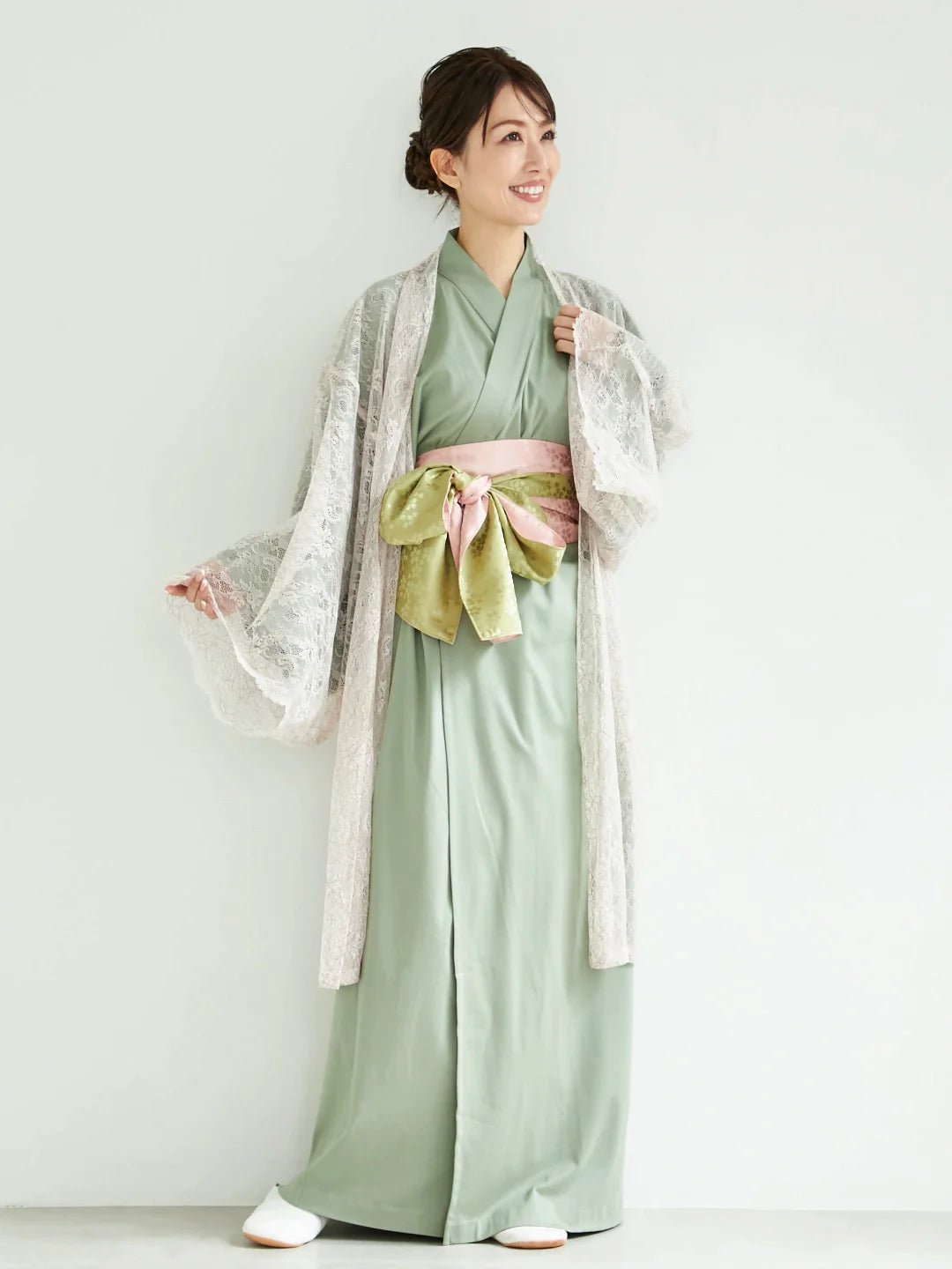 浴衣ルームウェア・ナチュラル -若竹色- Yukata Roomwear -Mint Green- - Nanafu｜YUKATA Roomwear